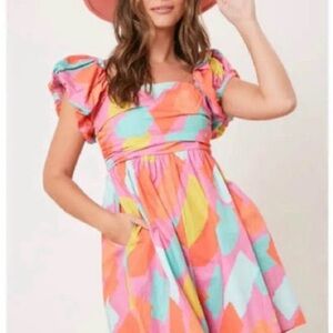 Colorful Peach Love Romper